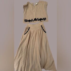 Floral Embroidered Women's cropped Top & skirt set